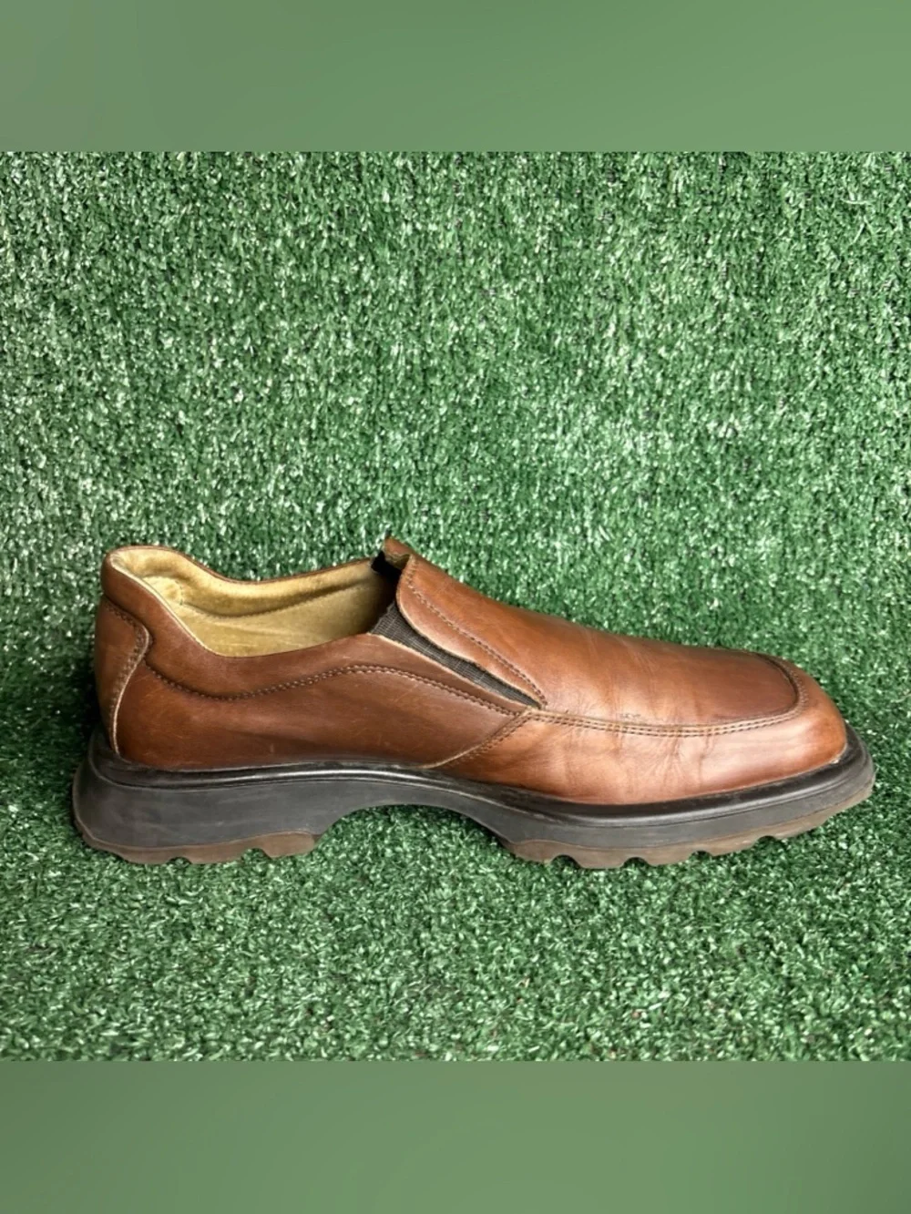 VINTAGE‎ Skechers Chunky Loafers Men's 9.5 Brown Leather Slip On Grunge ITALY